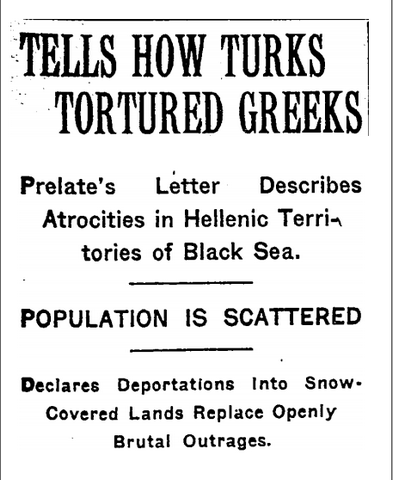  «New York Times», 5 Ιουλίου 1919: Το άρθρο στο οποίο κοινοποιήθηκε η επιστολή του Μητροπολίτη Γερμανού Καραβαγγέλη.