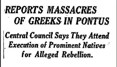  «New York Times», 6 Νοεμβρίου 1921: Αναφορά για εκτελέσεις επιφανών Ελλήνων με πρόσχημα υποκίνησης επαναστατικών δράσεων.