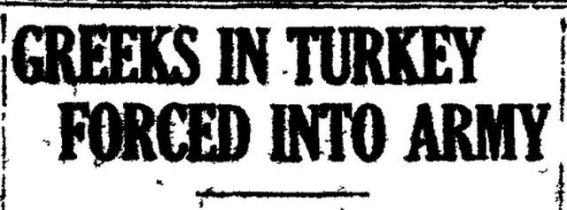 «Washington Post», 16 Ιουνίου 1918: Η υποχρεωτική στράτευση των Ελλήνων χριστιανών της Ανατολής στα τάγματα εργασίας.